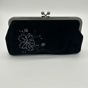 Express Black Velvet Clutch with Sequin Design